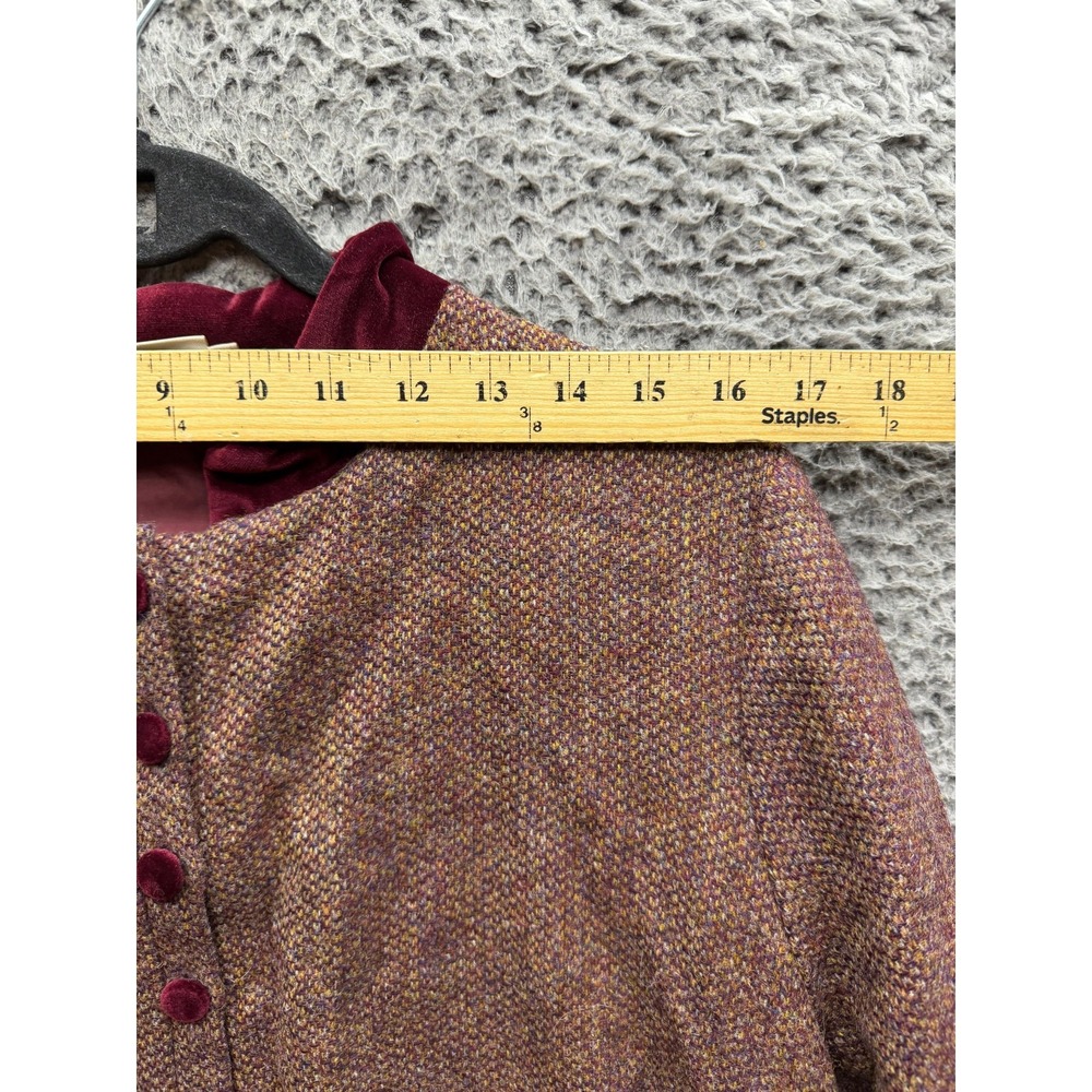 NWOT House of Bruar Ladies Velvet Wool Button Tweed Dress Midi Brown Size 16 - Picture 10 of 13